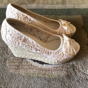 White lace wedges